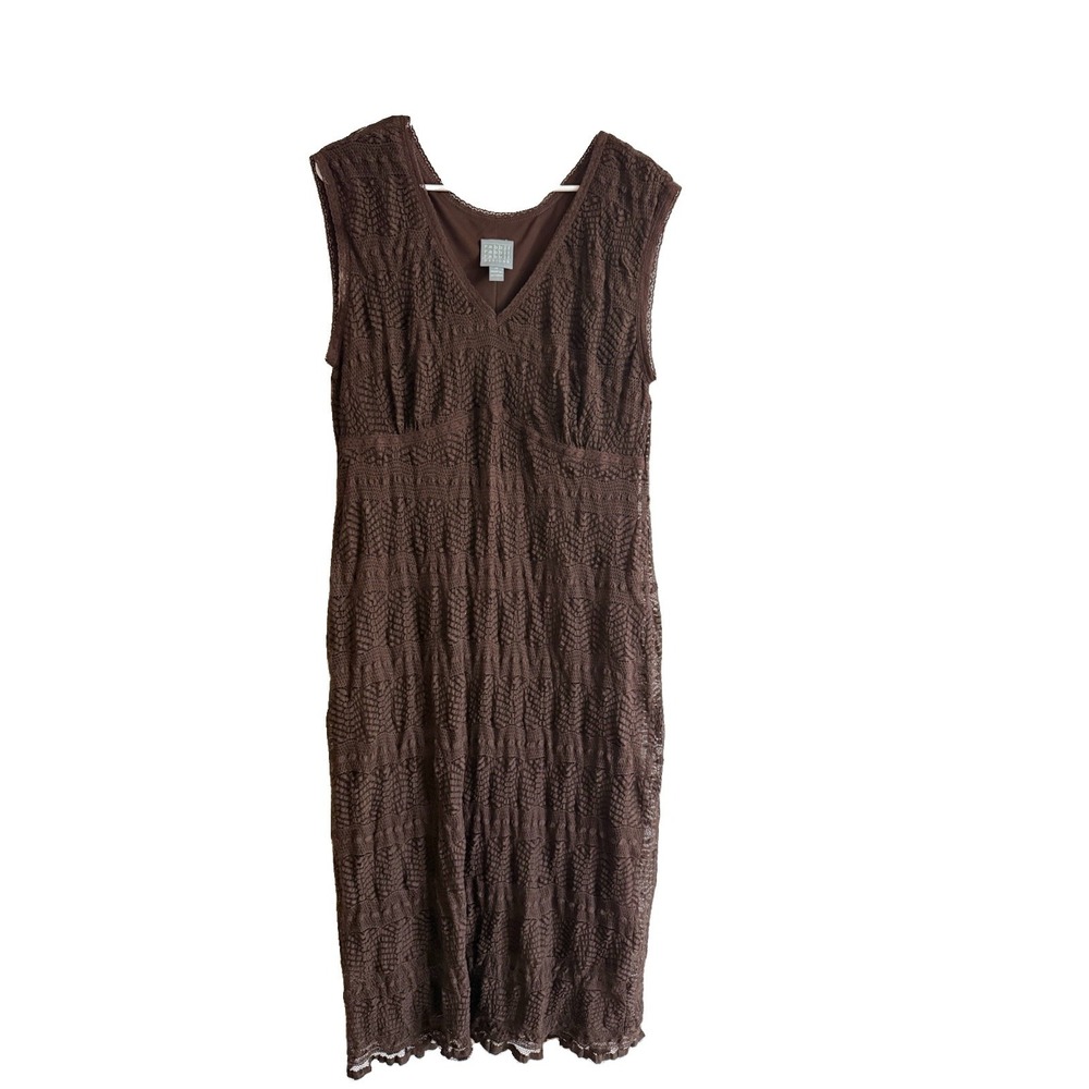 Rabbit Rabbit Rabbit Vintage Brown Lace Midi Dress Womens Y2K 90s 16 XL